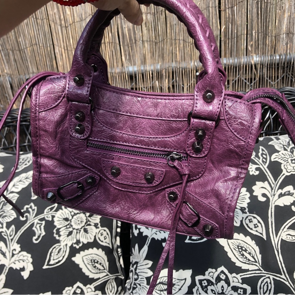 Balenciaga purple leather purse